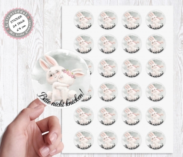 zuckersüßer Sticker Aufkleber "Bitte nicht Knicken! " 24 Stück 4cm Hasen  von Lüttentüddel® -